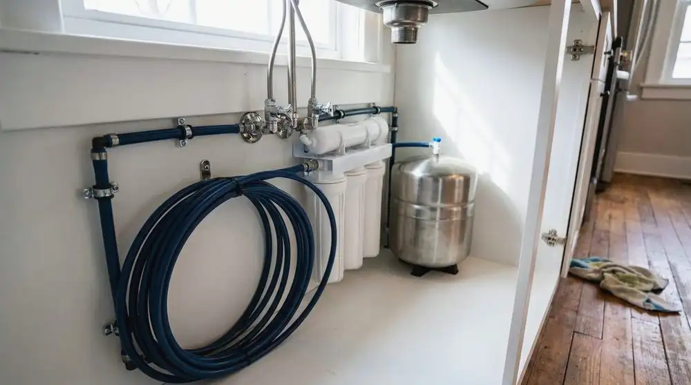 Water filtration system installed in a home